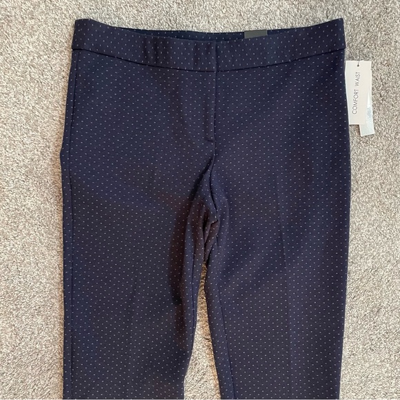 New Amanda + Chelsea Women's Size 4 Navy Blue & White Polka Dot Stretch Pants - Picture 2 of 14